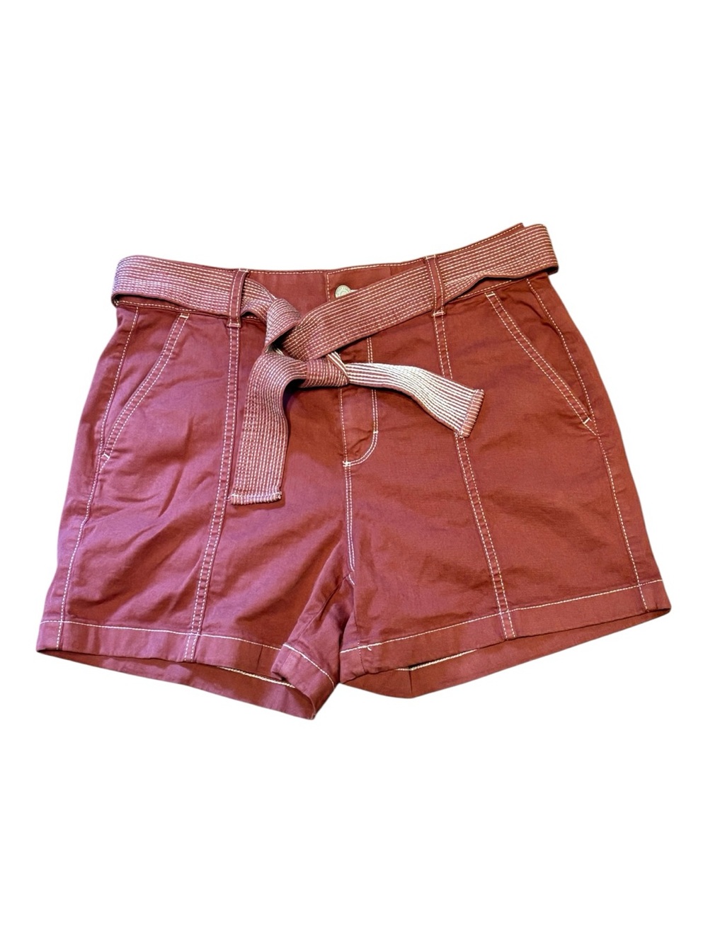White House Black Market Rust High-Waist Shorts with Self-Tie Belt Size 6 NWOT
